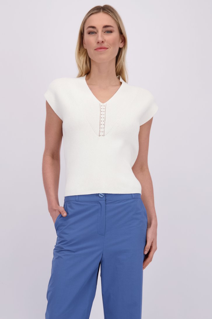 Photo supplémentaire 1 de Pull sans manches blanc avec col en V  de Liberty Island pour Femmes