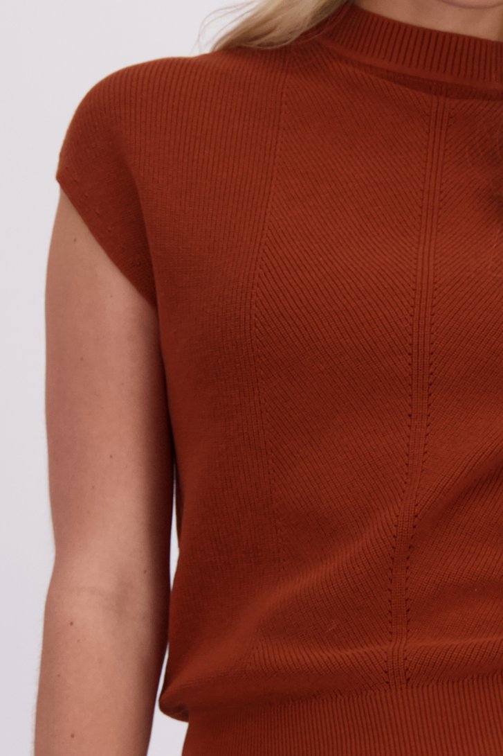 Détail de Pull sans manches couleur rouille de Liberty Loving nature pour Femmes