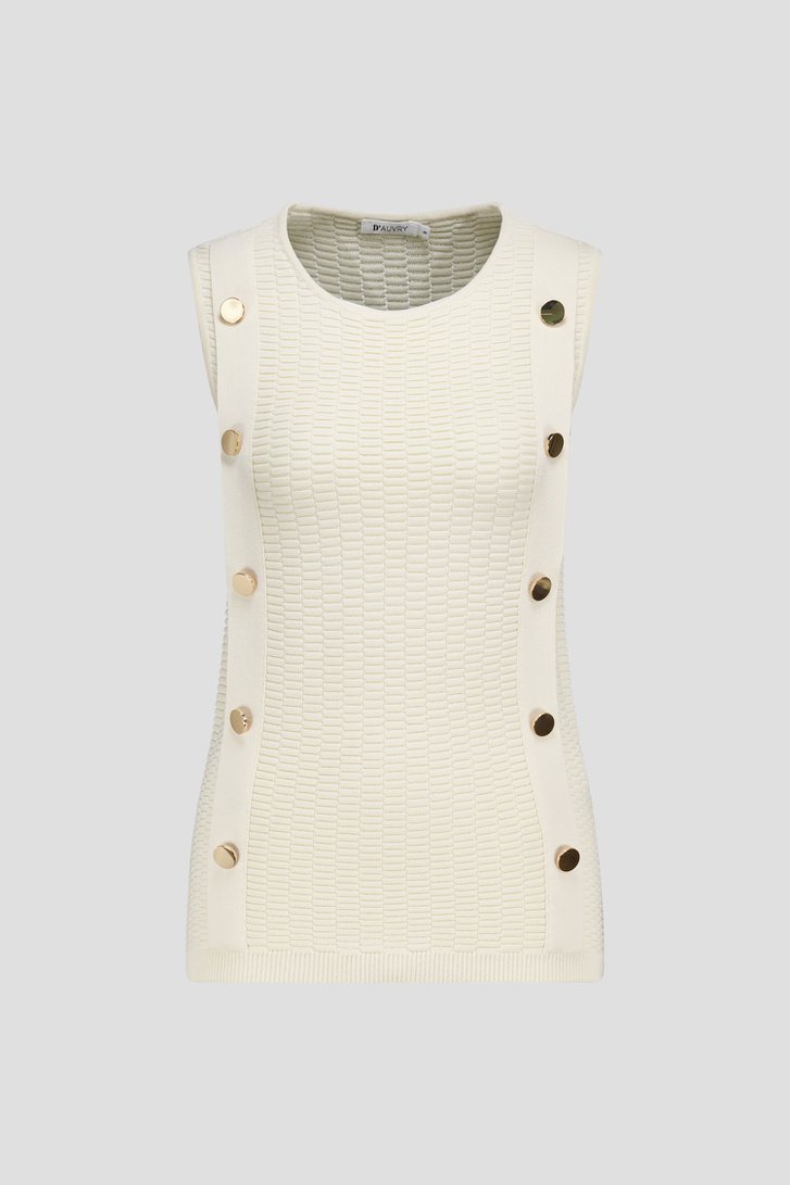 Pull sans manches écru à boutons dorés de D'Auvry pour Femmes