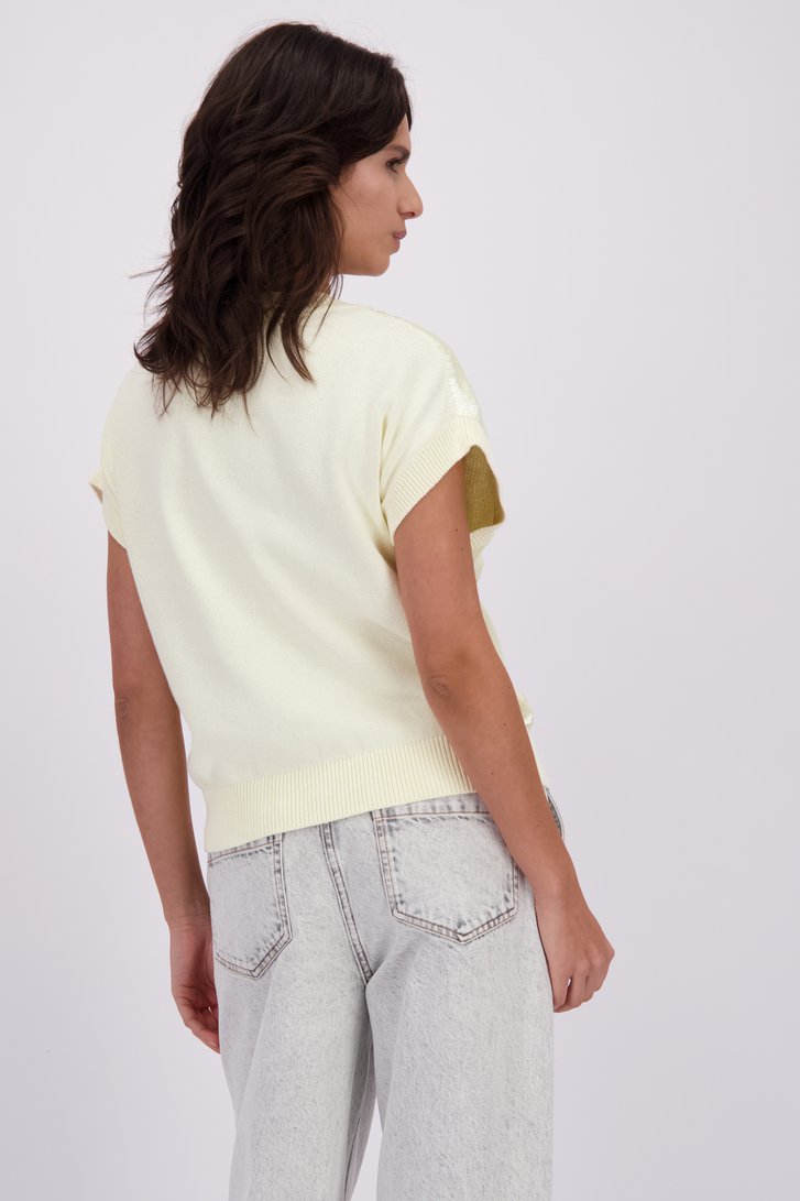 Le dos de Pull sans manches jaune à paillettes de Louise pour Femmes