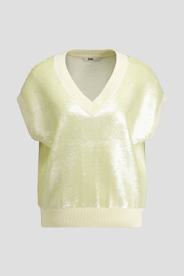 Photo produit 1 de Pull sans manches jaune à paillettes de Louise pour Femmes