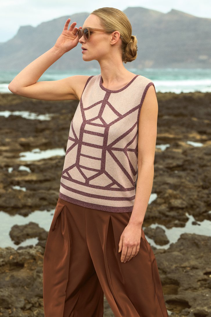 Pull sans manches rose-brun avec glitter de D'Auvry pour Femmes