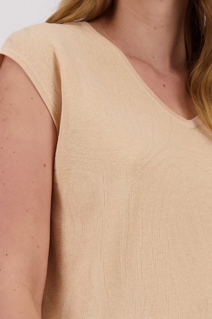 Pull sans manches rose clair avec col en V de D'Auvry pour Femmes