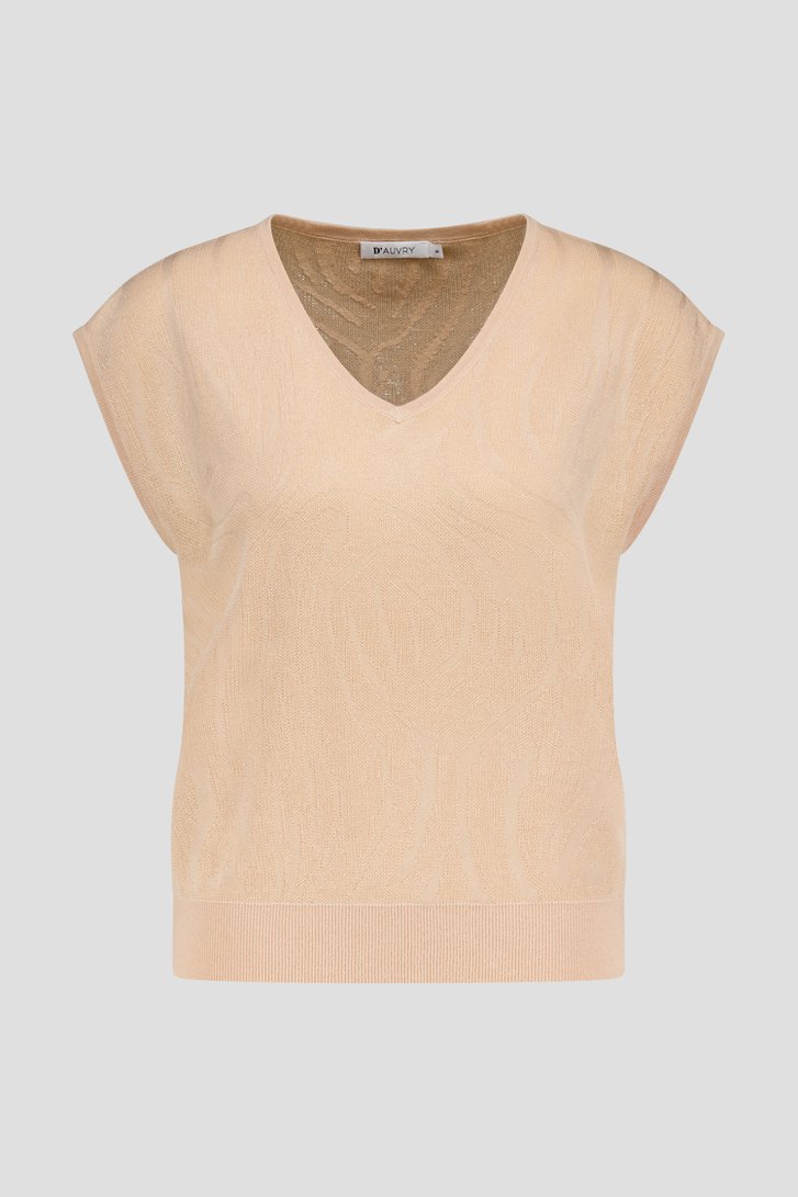 Pull sans manches rose clair avec col en V de D'Auvry pour Femmes