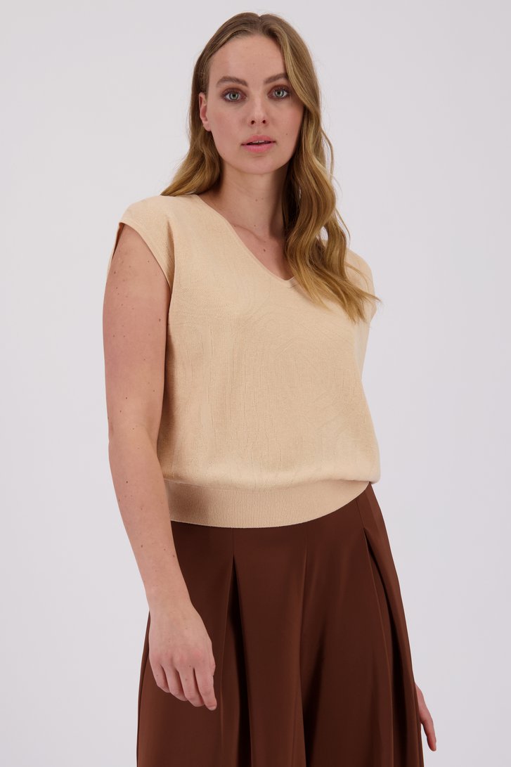 Pull sans manches rose clair avec col en V de D'Auvry pour Femmes