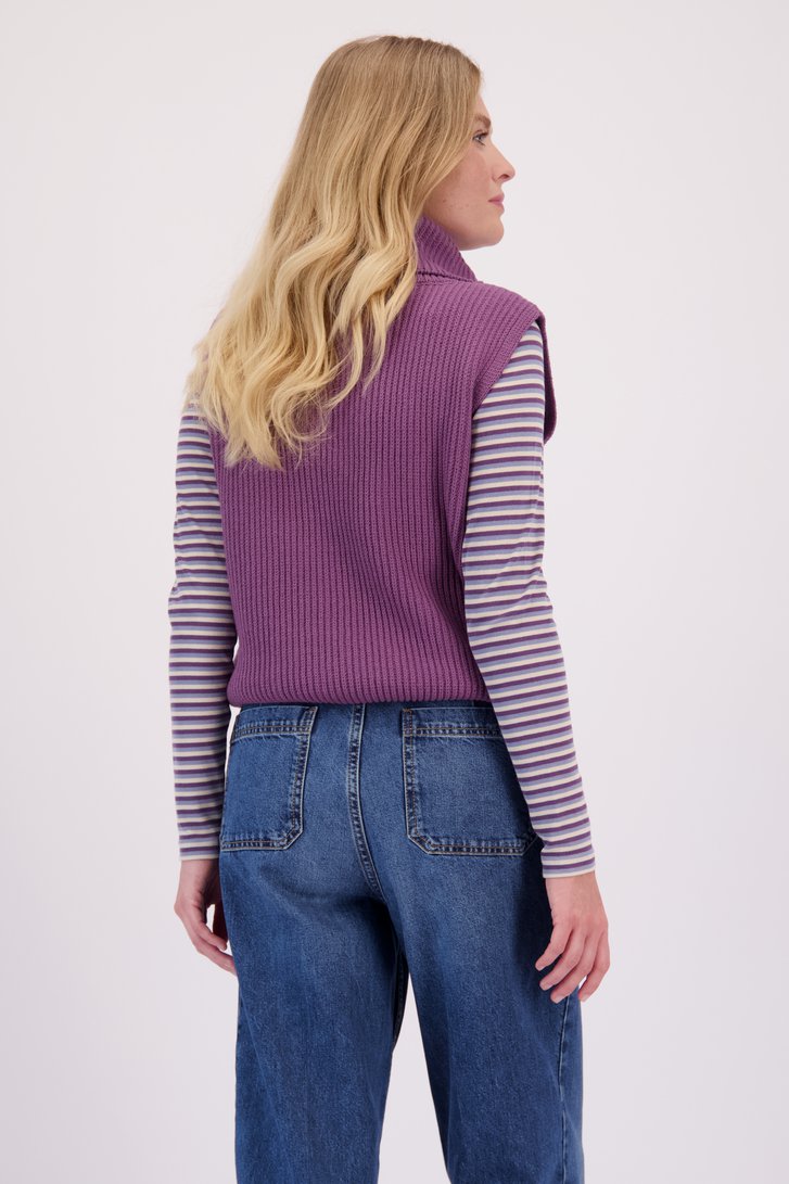 Le dos de Pull sans manches violet à col roulé de Libelle pour Femmes