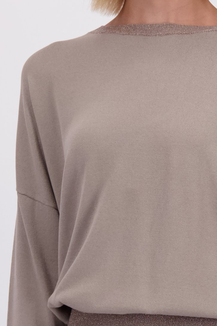 Détail de Pull taupe avec bords pailletés de D'Auvry pour Femmes