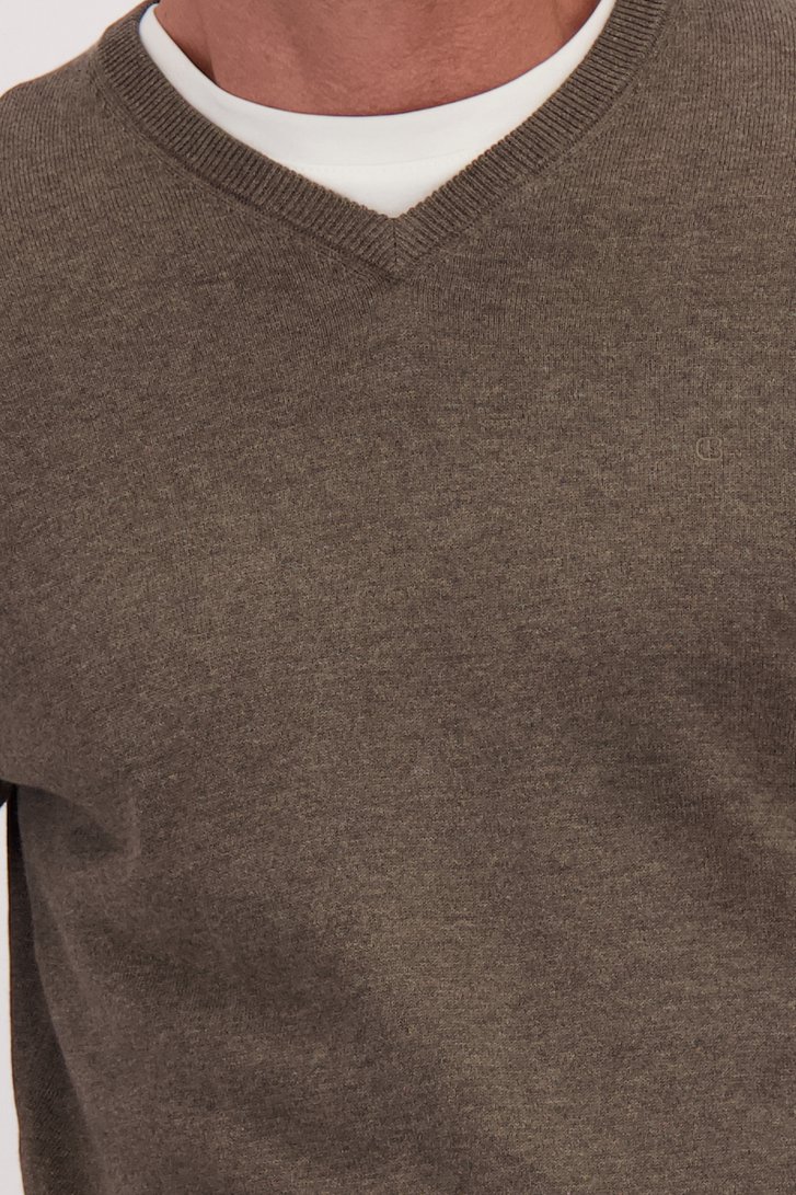 Détail de Pull taupe avec col en V de Dansaert Blue pour Hommes