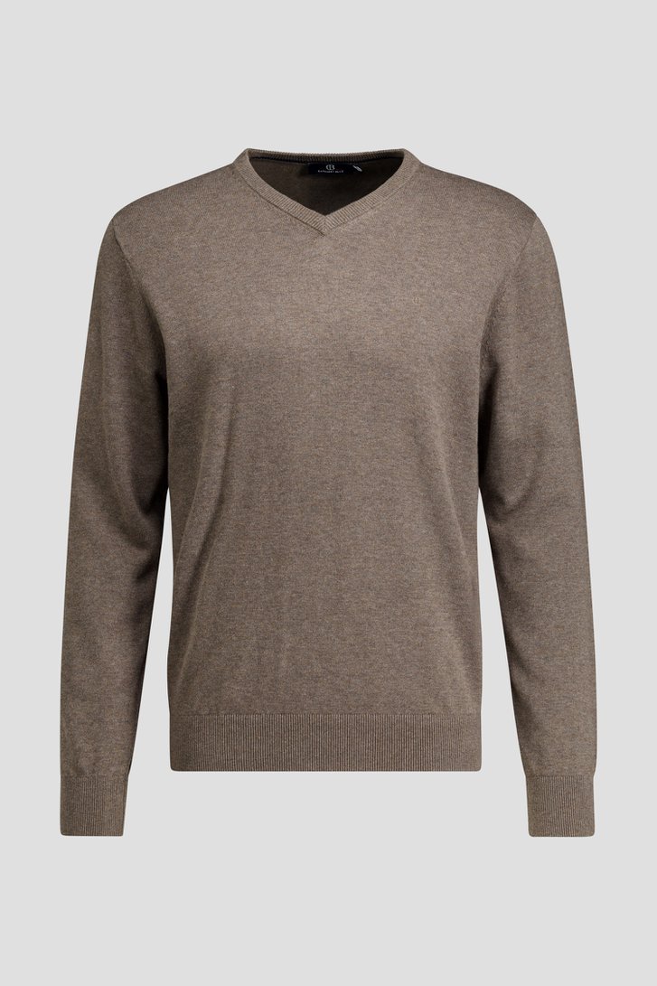 Photo produit 1 de Pull taupe avec col en V de Dansaert Blue pour Hommes