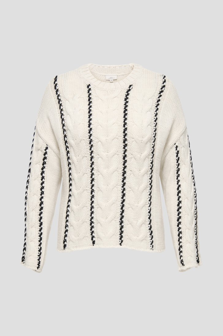 Photo produit 1 de Pull torsadé blanc à rayures noires de ONLY Carmakoma pour Femmes