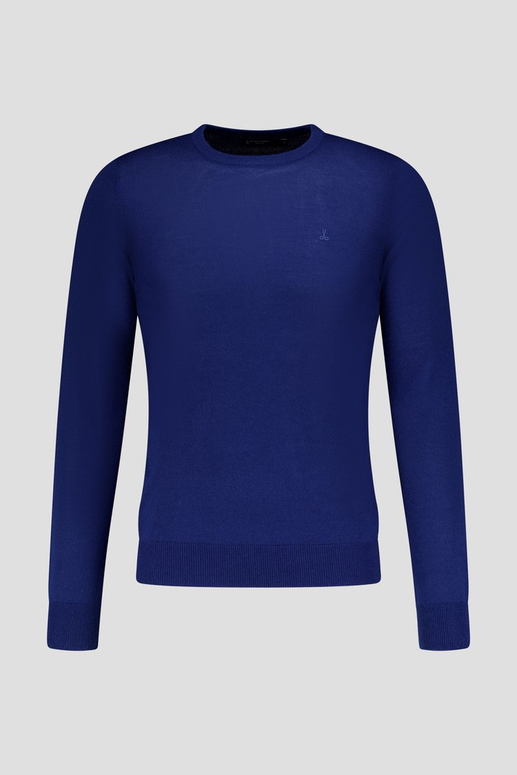 Pull tricot fin bleu à col rond de Dansaert Black pour Hommes