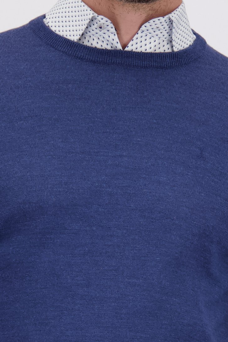 Détail de Pull tricot fin bleu à col rond de Dansaert Black pour Hommes