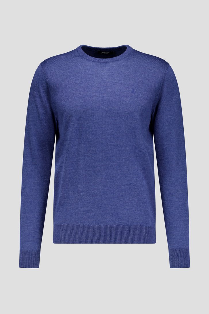 Photo produit 1 de Pull tricot fin bleu à col rond de Dansaert Black pour Hommes