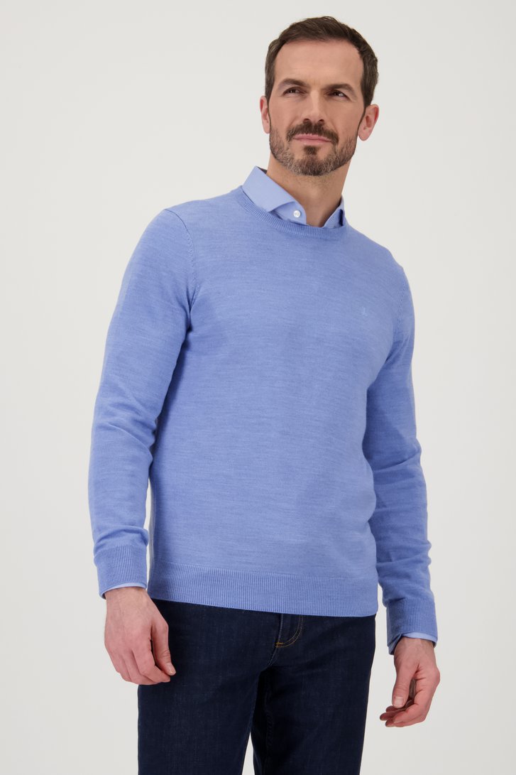 Pull tricot fin bleu clair à col rond de Dansaert Black pour Hommes