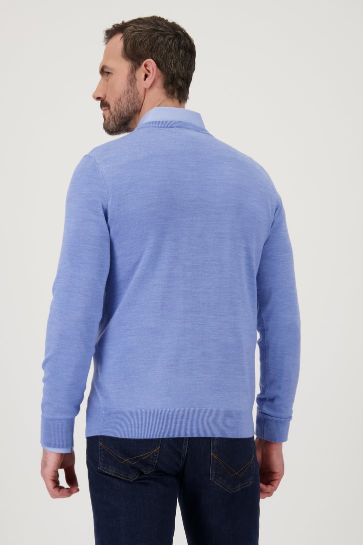 Pull tricot fin bleu clair à col rond de Dansaert Black pour Hommes