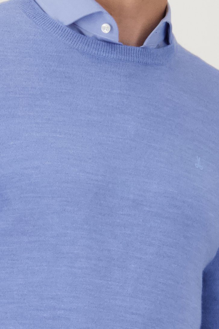 Pull tricot fin bleu clair à col rond de Dansaert Black pour Hommes