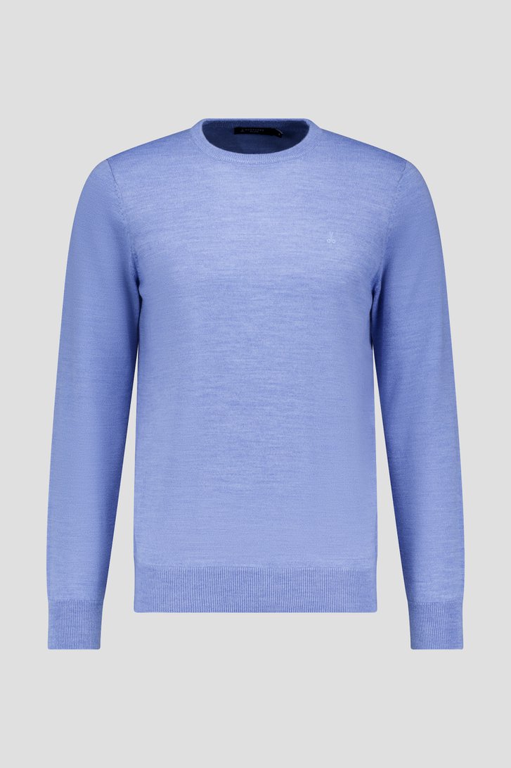 Pull tricot fin bleu clair à col rond de Dansaert Black pour Hommes