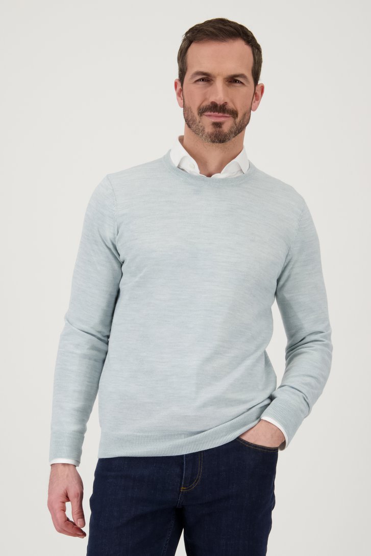 Pull tricot fin vert clair à col rond de Dansaert Black pour Hommes