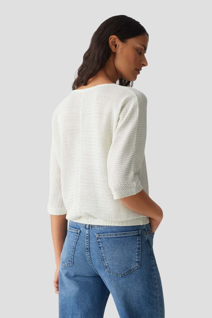 Pull tricot vert-blanc avec manches chauve-souris de Opus pour Femmes