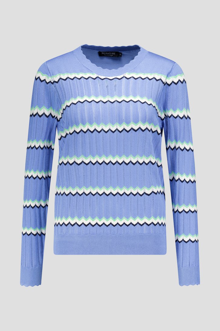 Pull tricoté ajouré bleu clair  de Signature pour Femmes