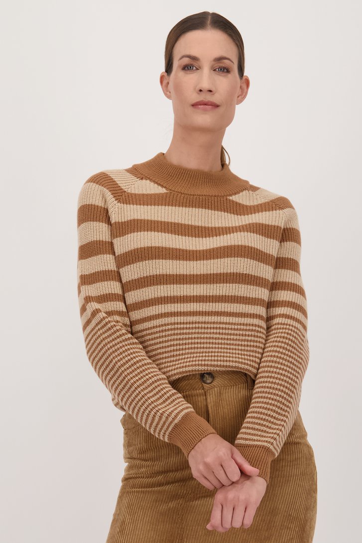 Pull tricoté beige-marron de AC by Annelien Coorevits pour Femmes