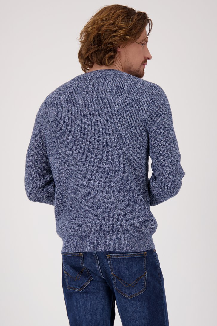 Pull tricoté bleu mélangé de Ravøtt pour Hommes