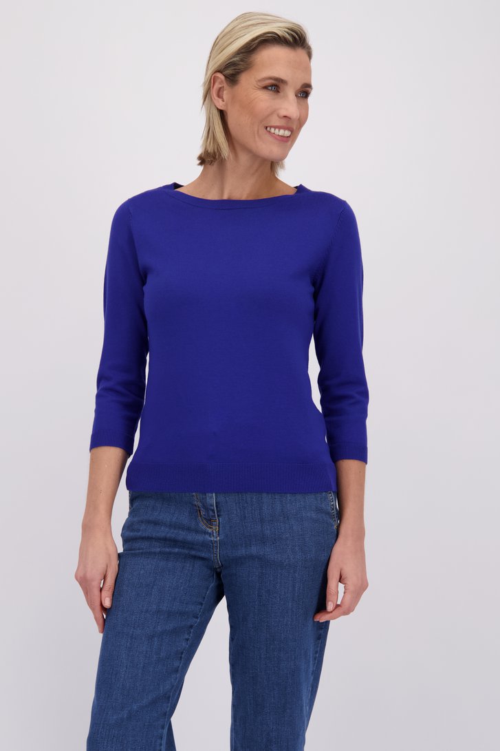 Le devant de Pull tricoté bleu roi de Claude Arielle pour Femmes