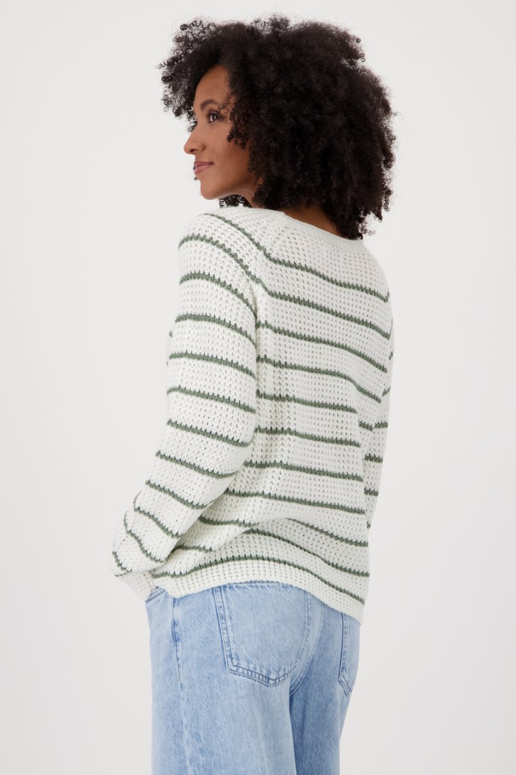 Pull tricoté écru avec motif rayé vert de JDY pour Femmes