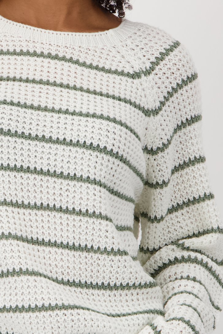 Pull tricoté écru avec motif rayé vert de JDY pour Femmes