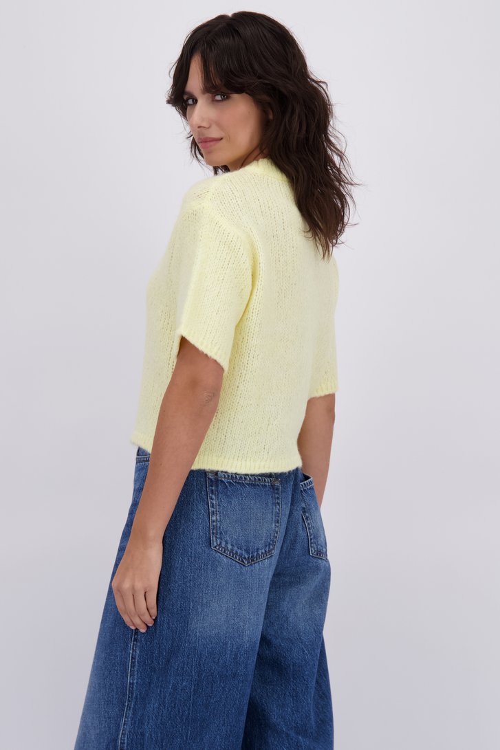 Le dos de Pull tricoté jaune clair à manches courtes  de JDY pour Femmes