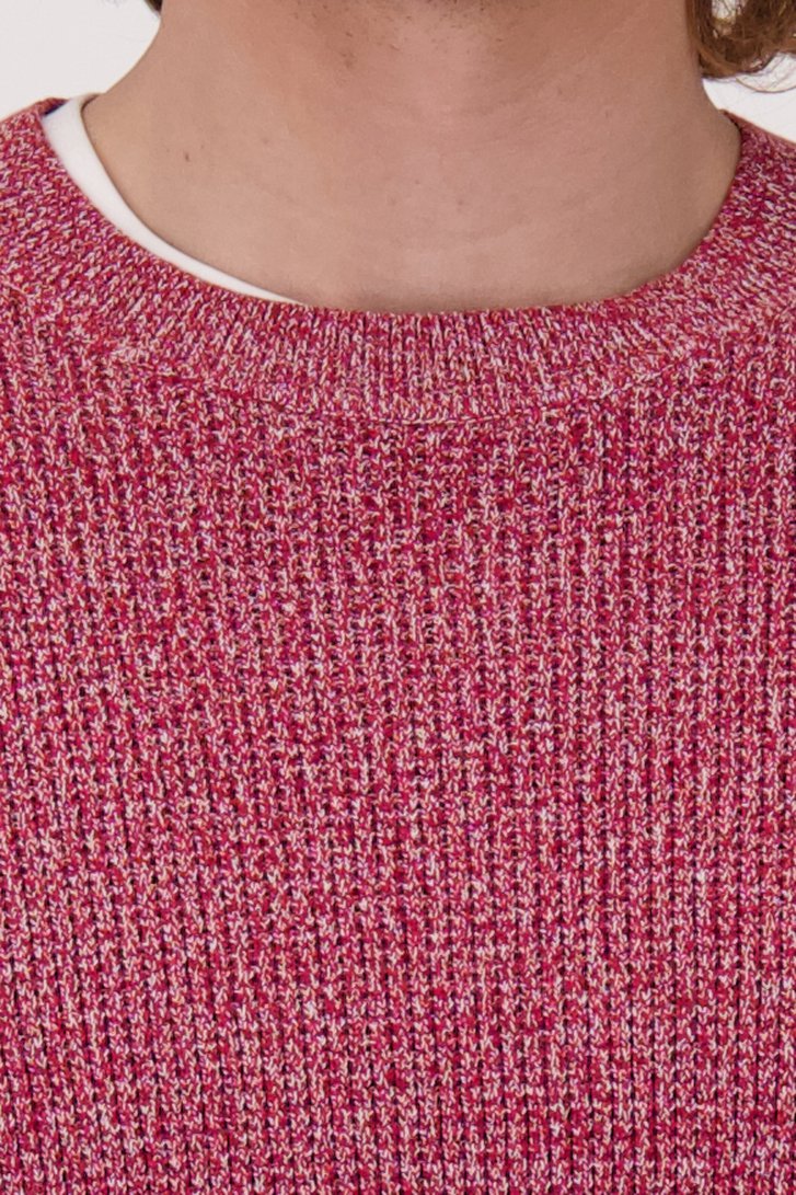 Pull tricoté rouge mélangé de Ravøtt pour Hommes