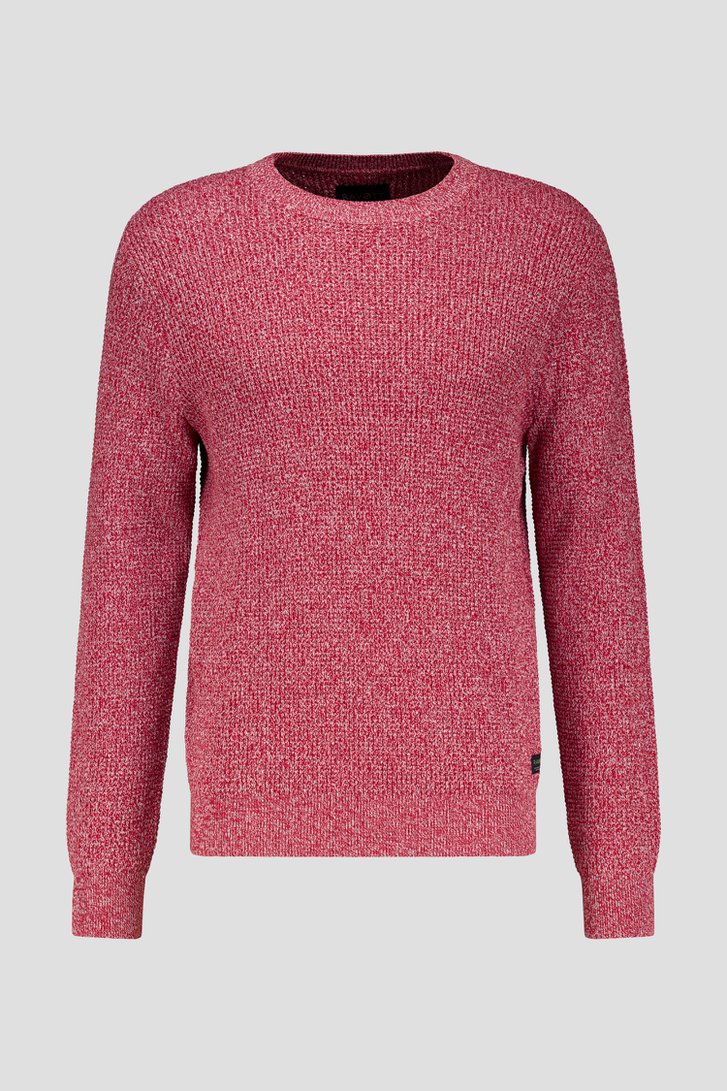 Pull tricoté rouge mélangé de Ravøtt pour Hommes
