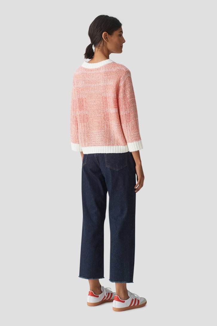 Pull tricoté rouge-rose avec laine et mohair de Opus pour Femmes