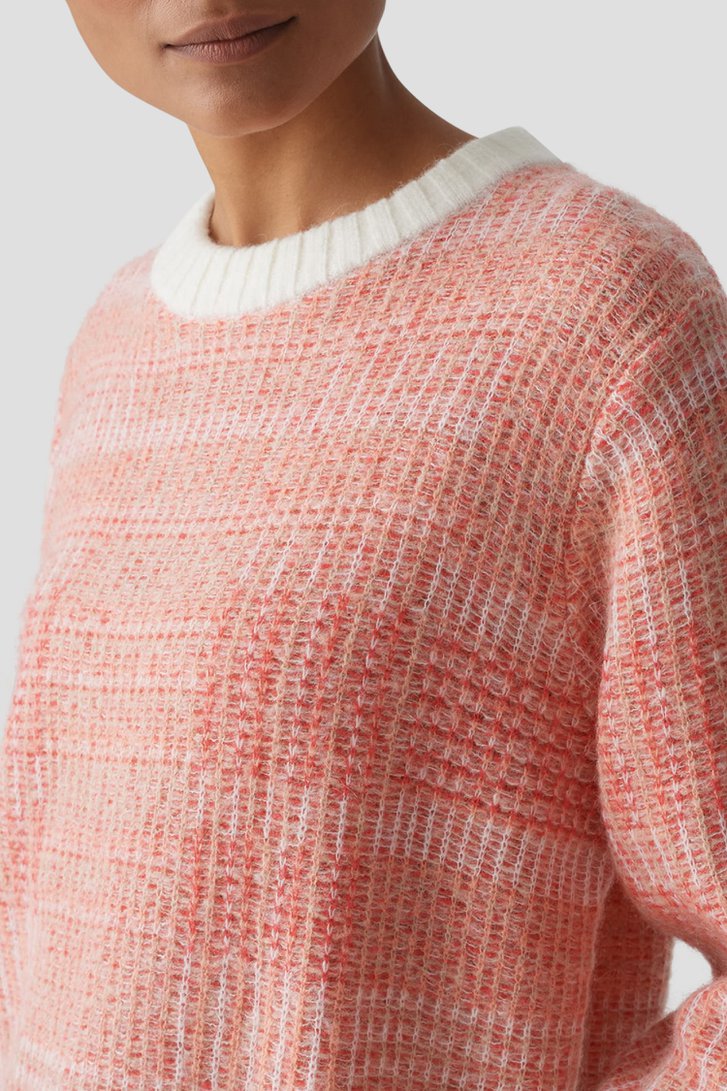 Pull tricoté rouge-rose avec laine et mohair de Opus pour Femmes