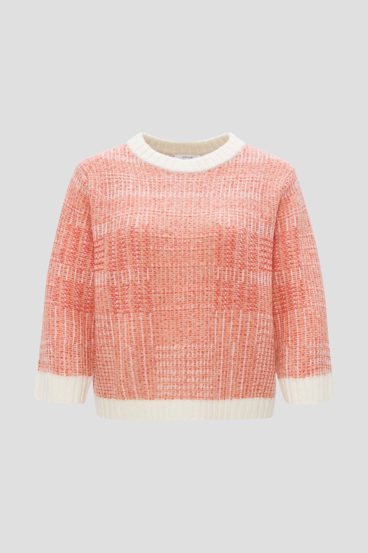Pull tricoté rouge-rose avec laine et mohair de Opus pour Femmes