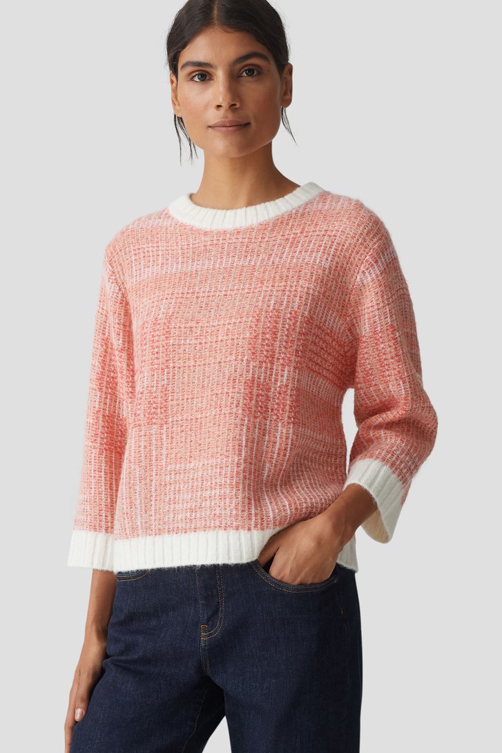 Pull tricoté rouge-rose avec laine et mohair de Opus pour Femmes