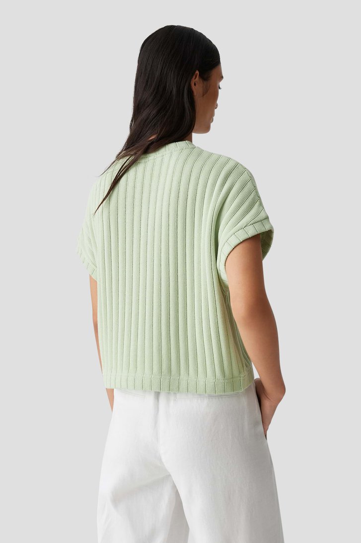 Pull tricoté vert clair à manches courtes de Opus pour Femmes