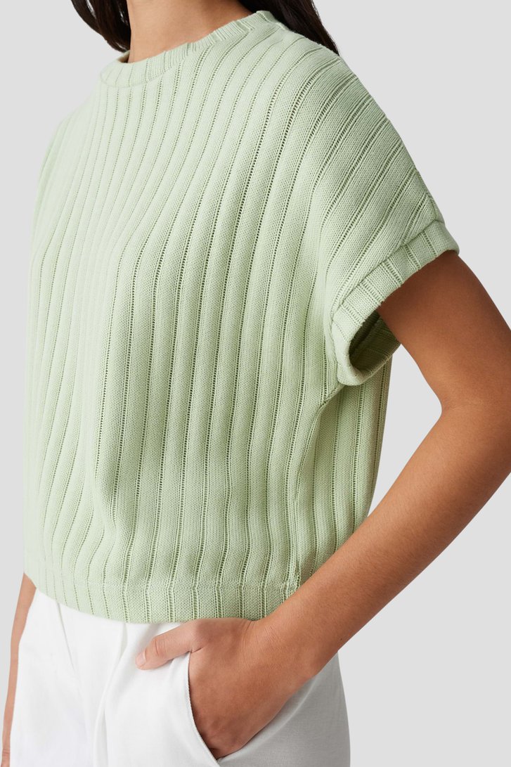 Pull tricoté vert clair à manches courtes de Opus pour Femmes