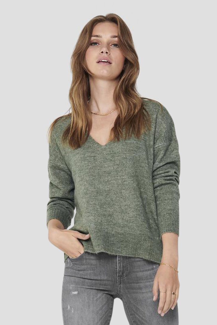 Le devant de Pull tricoté vert de JDY pour Femmes