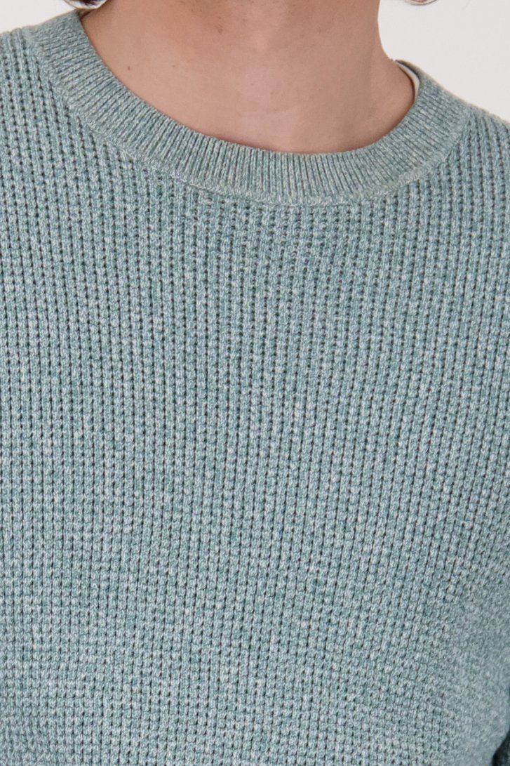 Pull tricoté vert mélangé de Ravøtt pour Hommes