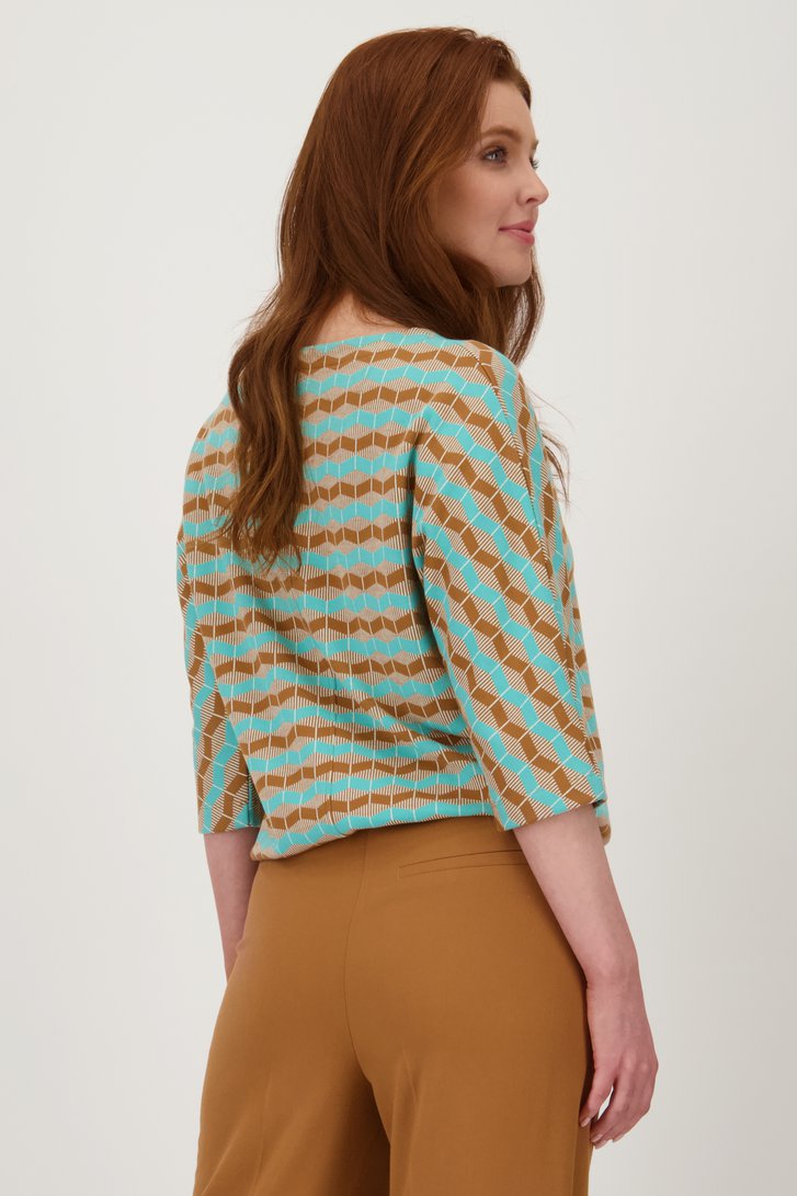 Pull turquoise avec imprimé de Libelle pour Femmes