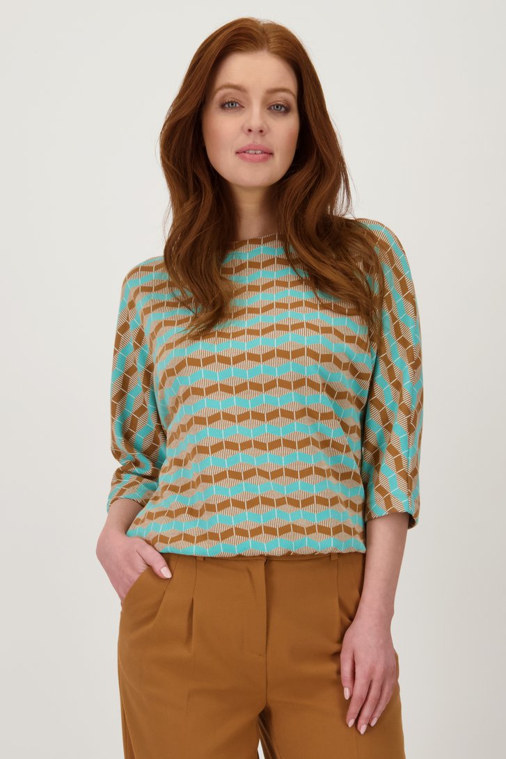 Pull turquoise avec imprimé de Libelle pour Femmes