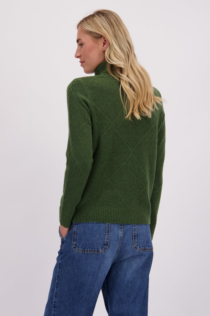 Le dos de Pull vert à col roulé de Liberty Island pour Femmes