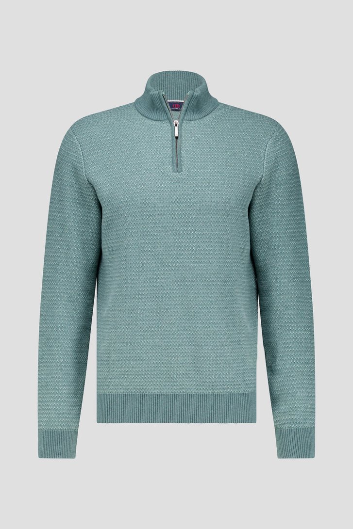 Pull vert à col zippé de Dansaert Blue pour Hommes