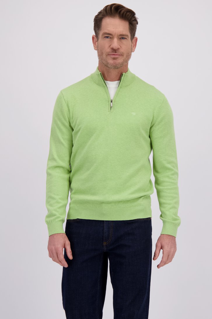 Le devant de Pull vert à col zippé de Dansaert Blue pour Hommes