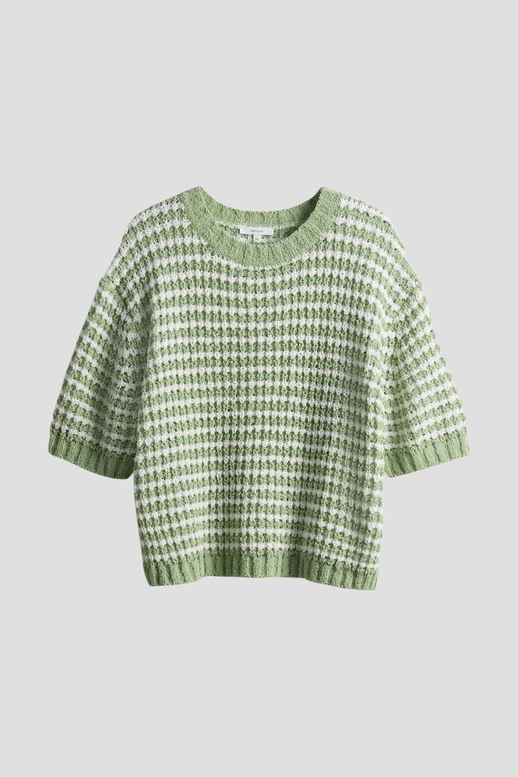 Pull vert avec blanc à manches mi-longues de Opus pour Femmes