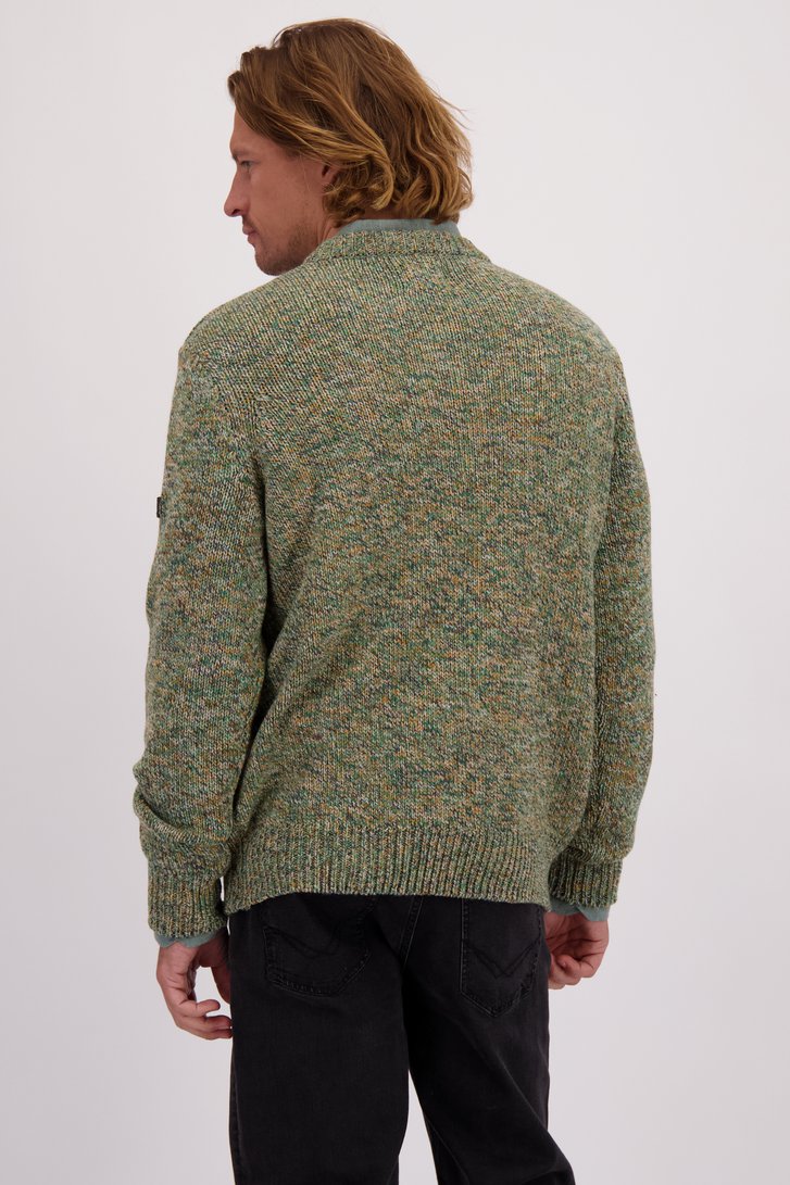 Le dos de Pull vert chiné à encolure ronde de Bluefields pour Hommes