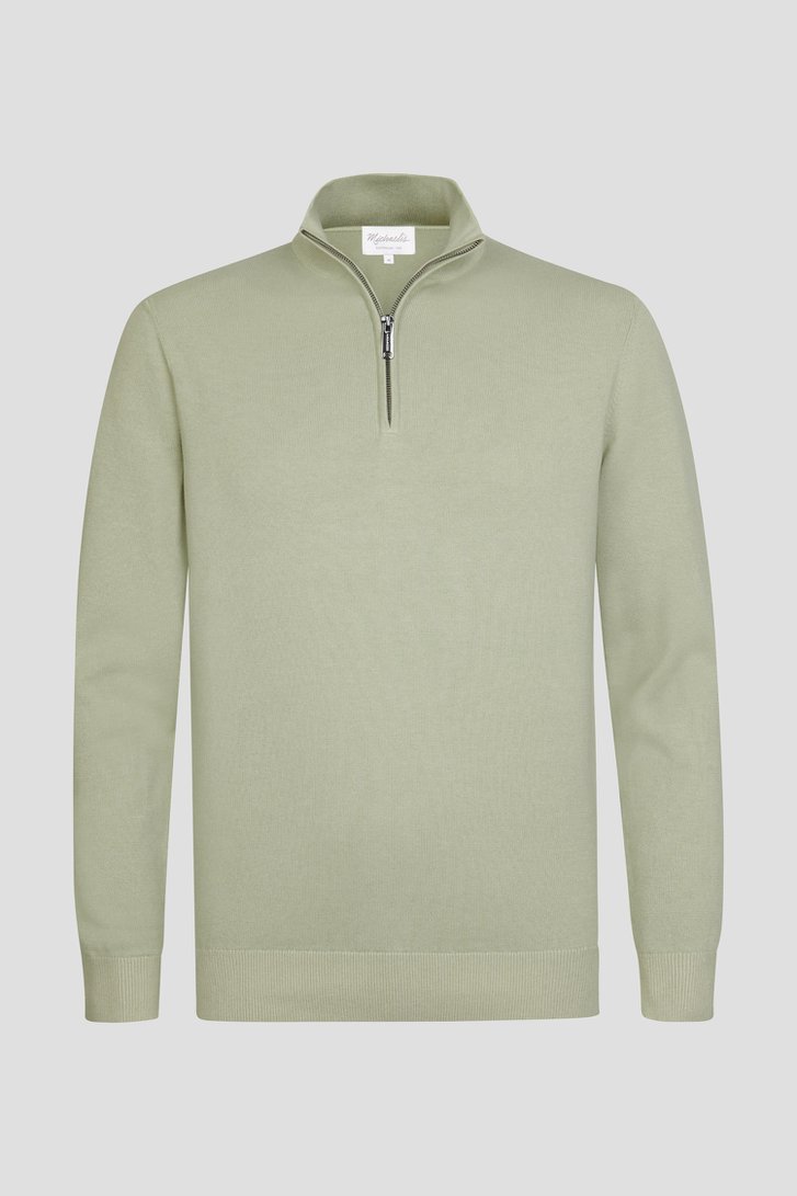 Photo produit 1 de Pull vert clair à col zippé de Michaelis pour Hommes