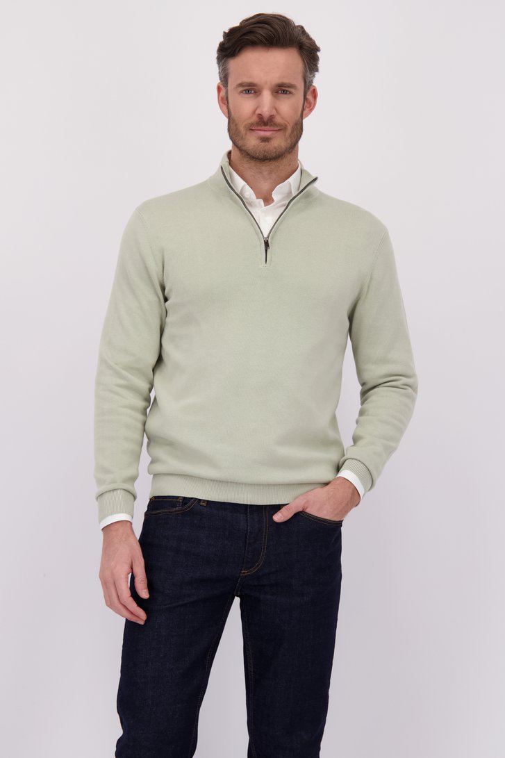 Le devant de Pull vert clair à col zippé de Michaelis pour Hommes