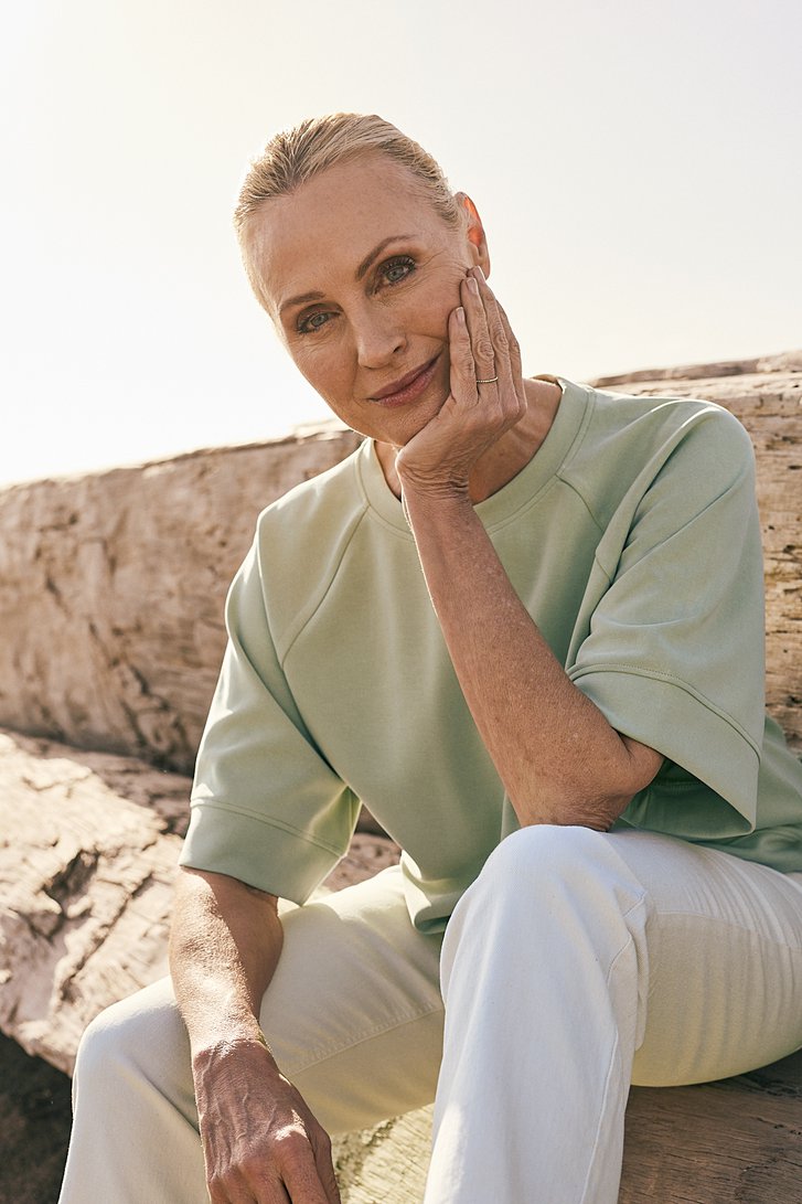 Pull vert clair à manches mi-longues de Opus pour Femmes